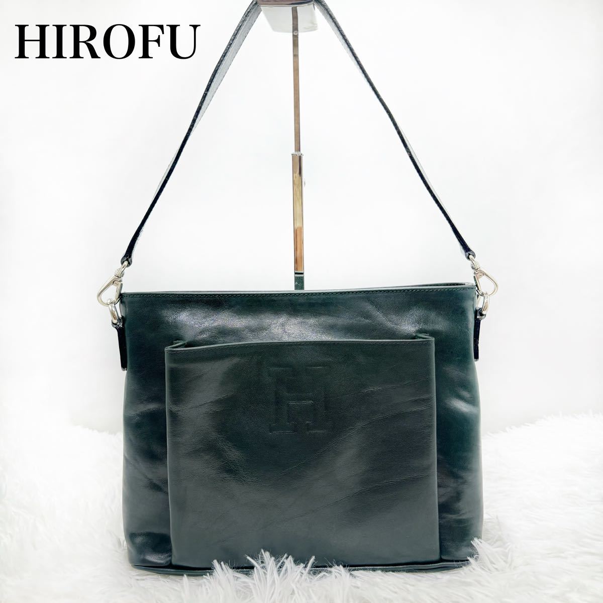  прекрасный товар!HIROFU Hirofu кожа сумка на плечо плечо .. Logo type вдавлено .