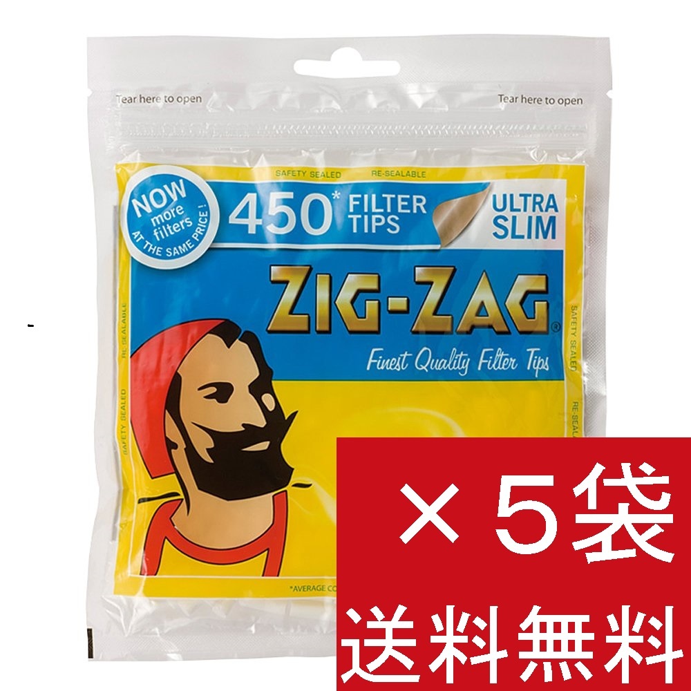 [最安保証・送料無料]ZIG ZAGウルトラスリムフィルター5袋×450個入zigzag ultra slim filter煙草ジグザグ手巻きタバコの画像1