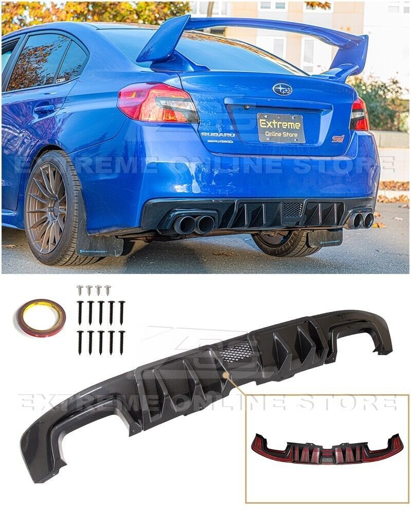 スバル WRX STI '14～'20 VA系 社外 ABS製 リアバンパー ディフューザー/アンダースポイラー/スプリッター カーボン調仕上げ エアロ 未使用