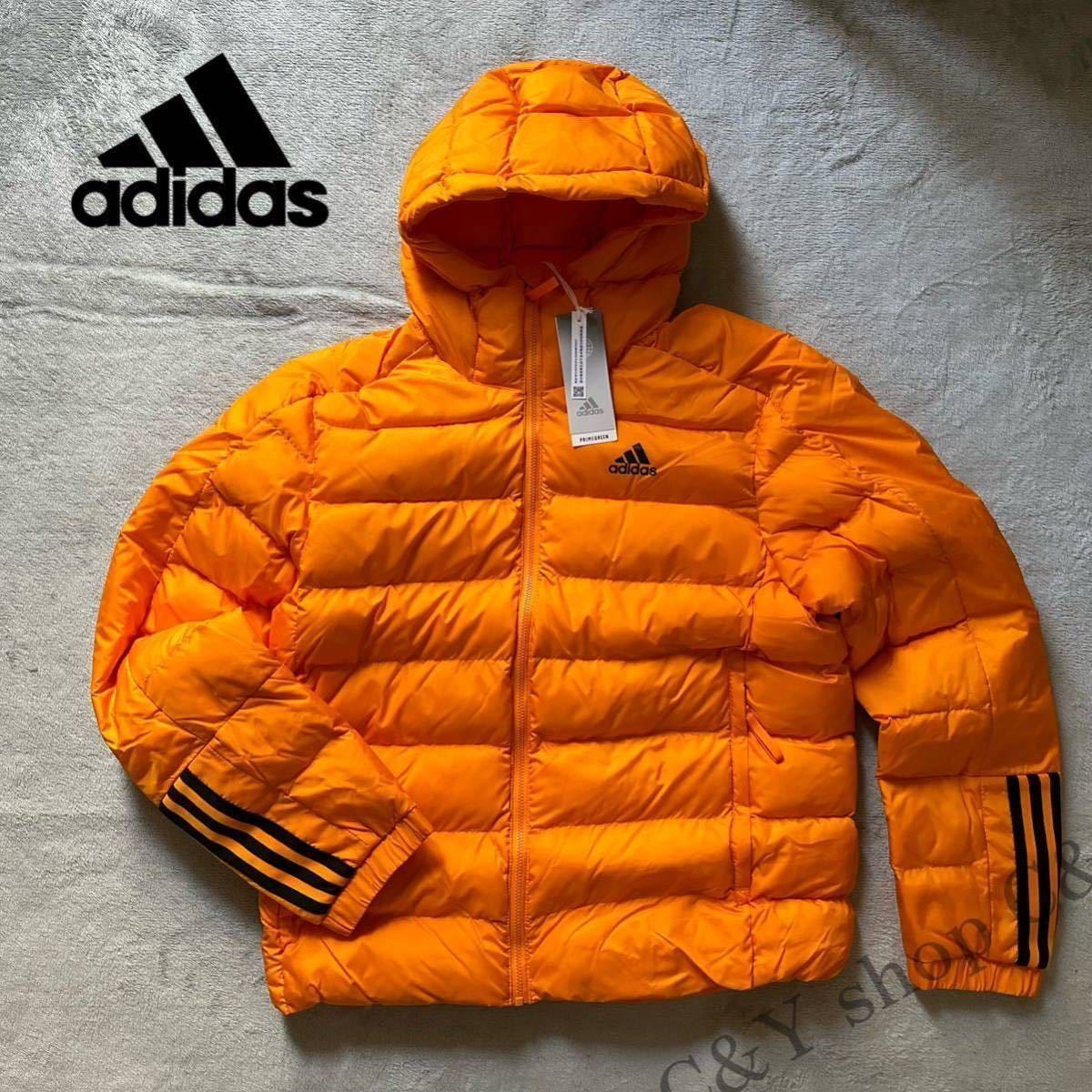 新品未使用 Lサイズ adidas アディダス フード付き 中綿 ジャケット フーディー パーカー 3ストライプ アウター メンズ 防寒 野外 正規品