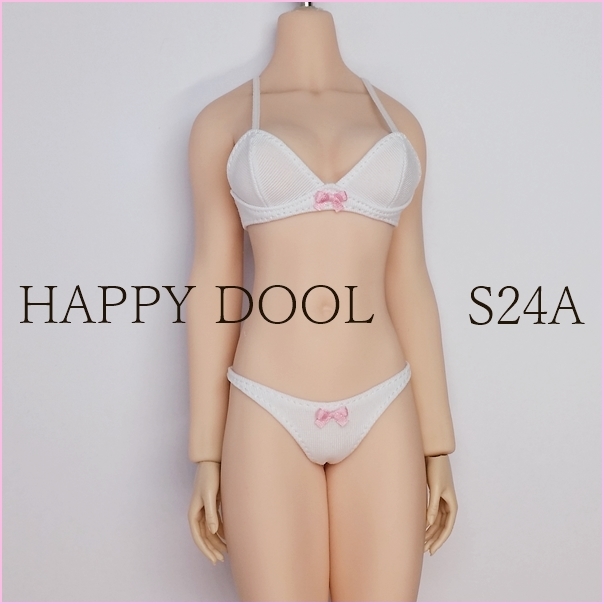 TBLeague 【Happy Doll】S24A スクールブラセット 白/リボンピンク 下着 1/6 Phicen ファイセン_画像1