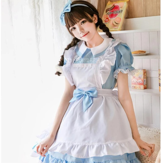  Gothic and Lolita Lolita long sleeve forest girl Princess dress meido tea party dress costume frill ribbon apron costume 