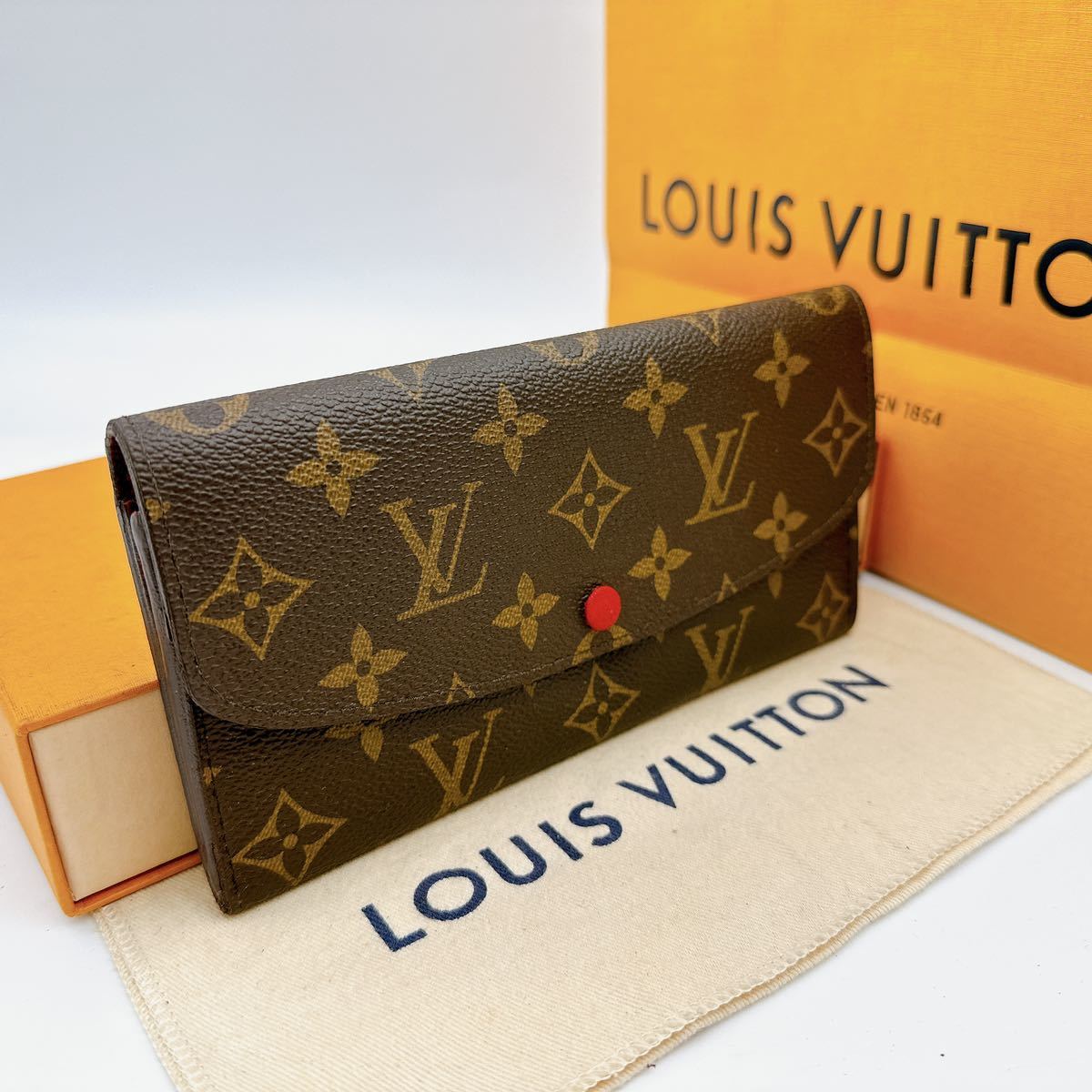 A2555【美品】LOUIS VUITTON ルイヴィトン モノグラム ポルトフォイユ エミリー 長財布 二つ折り財布 ウォレット M60697/CA1100_画像1