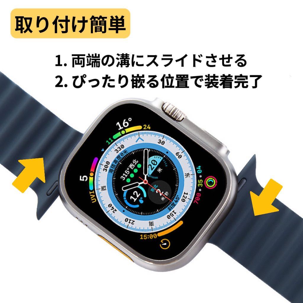 Apple Watch band アップルウォッチバンド風 スポーツ オーシャンバンド ミッドナイト_画像3