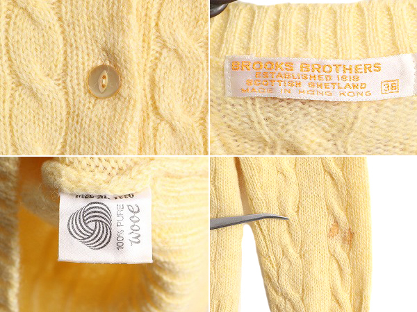 70s ブルックスブラザーズ シェットランド ウール ケーブル ニット カーディガン レディース S 程/ ヴィンテージ BROOKS BROTHERS セーター_画像4