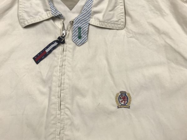 トミーヒルフィガー TOMMY HILFIGER アメカジ レトロ オールド 90s 古着 スイングトップ ブルゾン ジャケット メンズ L 生成りの画像3