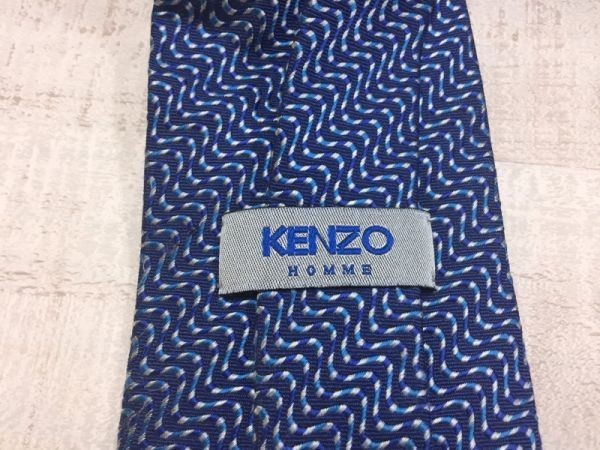 ケンゾー KENZO HOMME 総柄 ネクタイ メンズ シルク100% 日本製 フォーマル 青_画像2