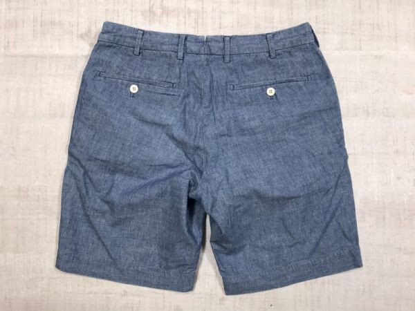 ユナイテッドアローズ グリーンレーベルリラクシング UNITED ARROWS GREEN LABEL RELAXING シャンブレー ショート ハーフ パンツ メンズ 青_画像3