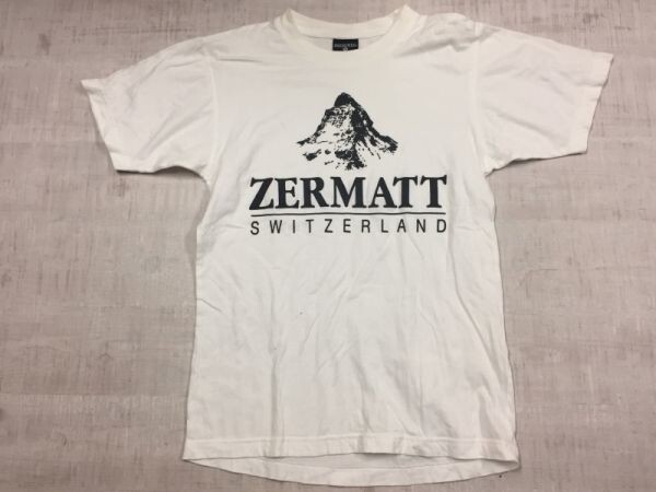 PROMOWEIL製 スイ スツェルマット SWITZERLAND ZERMATT スーベニア お土産 半袖Tシャツ カットソー メンズ XS 白_画像1