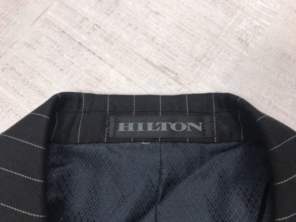 HILTON ヒルトン GUABELLO イタリア製グアベロ社生地 シングル スーツ ストライプ 上下セットアップ メンズ 2つボタン YA4 黒の画像2