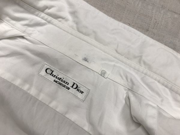 クリスチャンディオール ムッシュ Christian Dior Monsieur エポレット オールド レトロ モード 古着 半袖シャツ メンズ S 白_画像3