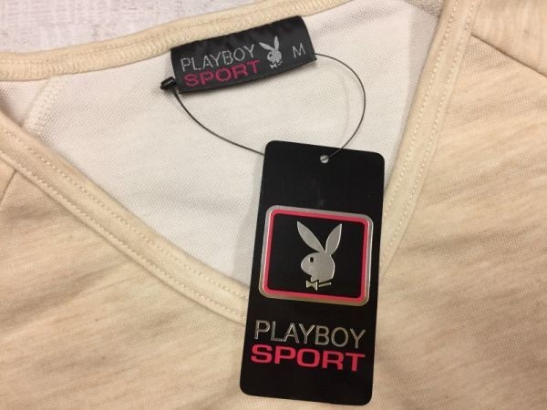 訳あり新品 プレイボーイ スポーツ PLAY BOY SPORT セレブ ロンT イージーフレアパンツ 霜降り 上下セットアップ レディース M ベージュ_画像2