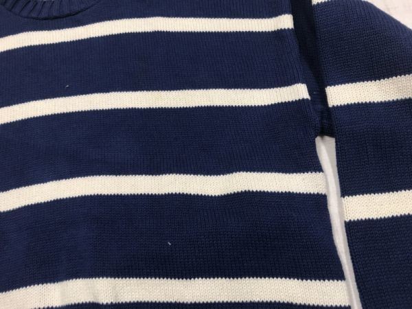 United Knitwear ユナイテッドニットウェア トラッド古着 ボーダー フィッシャーマン コットンニット セーター メンズ コットン100% 紺_画像3