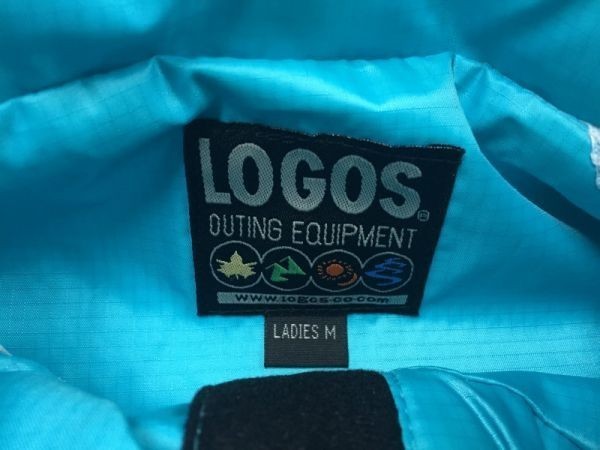 ロゴス LOGOS アウトドア アメカジ フード内蔵 リップストップ ウィンドブレーカー ジャケット レディース ポリエステル100% M 水色の画像2