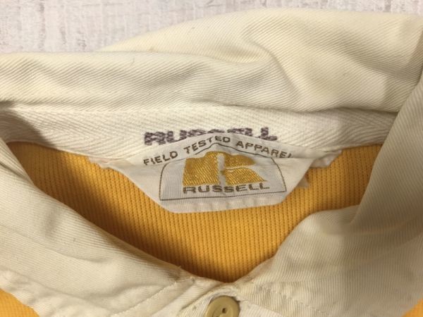 RUSSELL ATHLETIC Russell Athletic gold tag Old retro Street 80s old clothes sport long sleeve Rugger shirt men's made in Japan L yellow color 