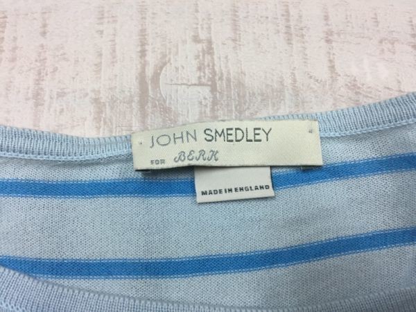 JOHN SMEDLEY ジョンスメドレー 英国イングランド製 コットン ニット トップス レディース 薄手 綿100% S 水色_画像2