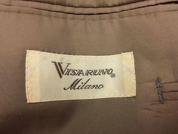 VISARUNO Milano ビサルノ オールド トラッド ツイード テーラードジャケット メンズ ウール100% 肩パット有 総裏地 ノーベント M ベージュ_画像3