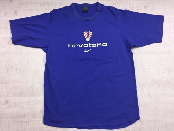 NIKE ナイキ HNS クロアチアサッカー連盟 クロアチア代表 スポーツ 半袖Tシャツ カットソー メンズ L 青_画像1