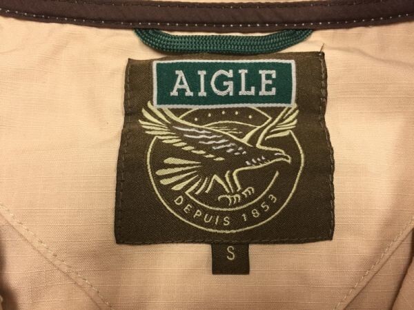 エーグル AIGLE オールド アメカジ アウトドア 比翼 マウンテンパーカー ジャケット メンズ リップストップ コットン100% S ベージュの画像2