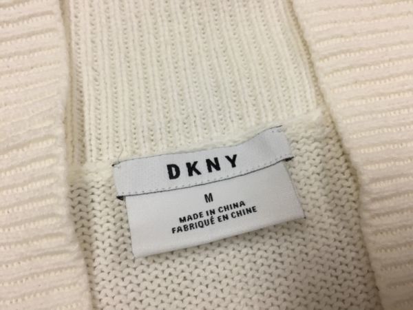 ダナキャラン DKNY Donna Karan DKNY モード ミニマル リブ切り替え コットンニット カーディガン ジャケット レディース 綿混合 M 白_画像3