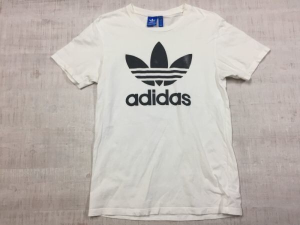 アディダス adidas ロゴプリント スポーツ トレフォイル 三つ葉 半袖Tシャツ カットソー メンズ S 白_画像1