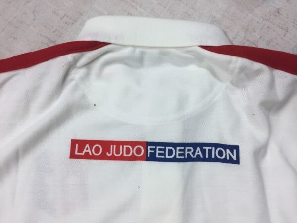 LAO JUDO FEDERATION ラオス 柔道 武道 格闘技 スポーツ スーベニア 半袖ポロシャツ メンズ 大きいサイズ XL 白_画像3