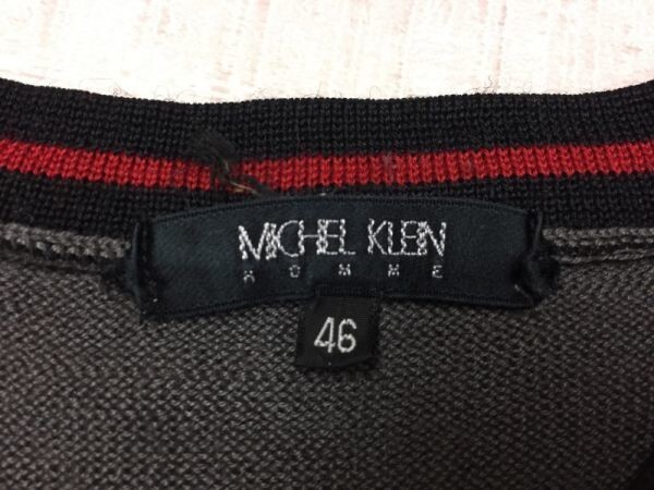 ミッシェルクラン MICHEL KLEIN ネオお兄系 Y2K 00's ニット セーター メンズ Vネック アーガイル オールド 46 グレー_画像2