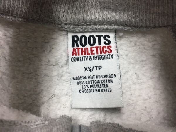 カナダ製 ROOTS ATHLETICS ルーツアスレチック ストリート ジップアップ スウェット ジャケット メンズ フロッキープリント XS グレーの画像2