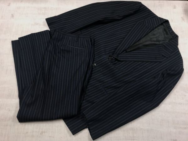 YuRim TAILOR オールド 昭和レトロ トラッド 古着 良配色◎ マルチストライプ シングル スーツ 上下セットアップ メンズ 紺_画像1