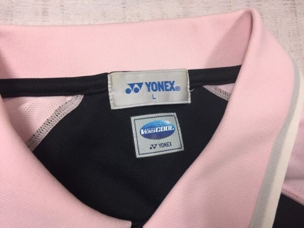 ヨネックス YONEX 埼玉 久喜 北陽 カレッジ スポーツ 卓球 半袖ユニフォーム ポロシャツ メンズ 日本製 L 黒/ピンクの画像2