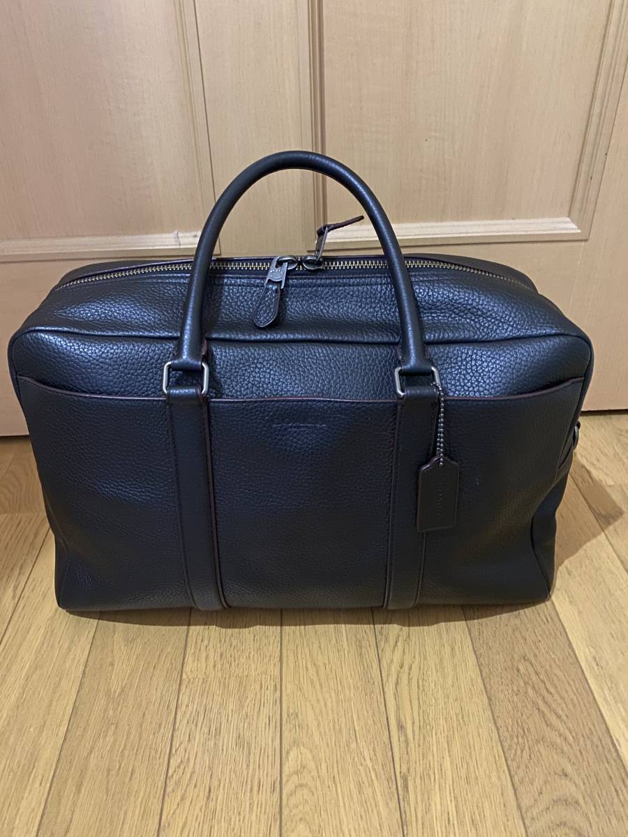 美品 COACH コーチ メンズ ボストンバッグ ビジネスバッグ トレッカー レザー キャリーオール F78130 ブラック