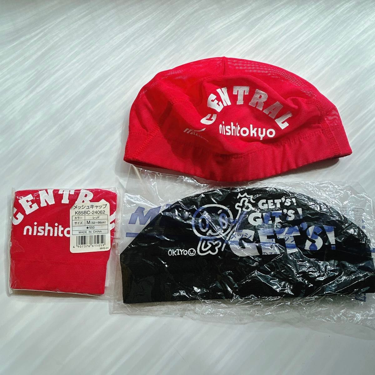 【即購入OK】セントラルスポーツ ミズノ MIZUNO 水泳キャップ 水泳帽 スイムキャップ 赤 黒 ブラック Mサイズ