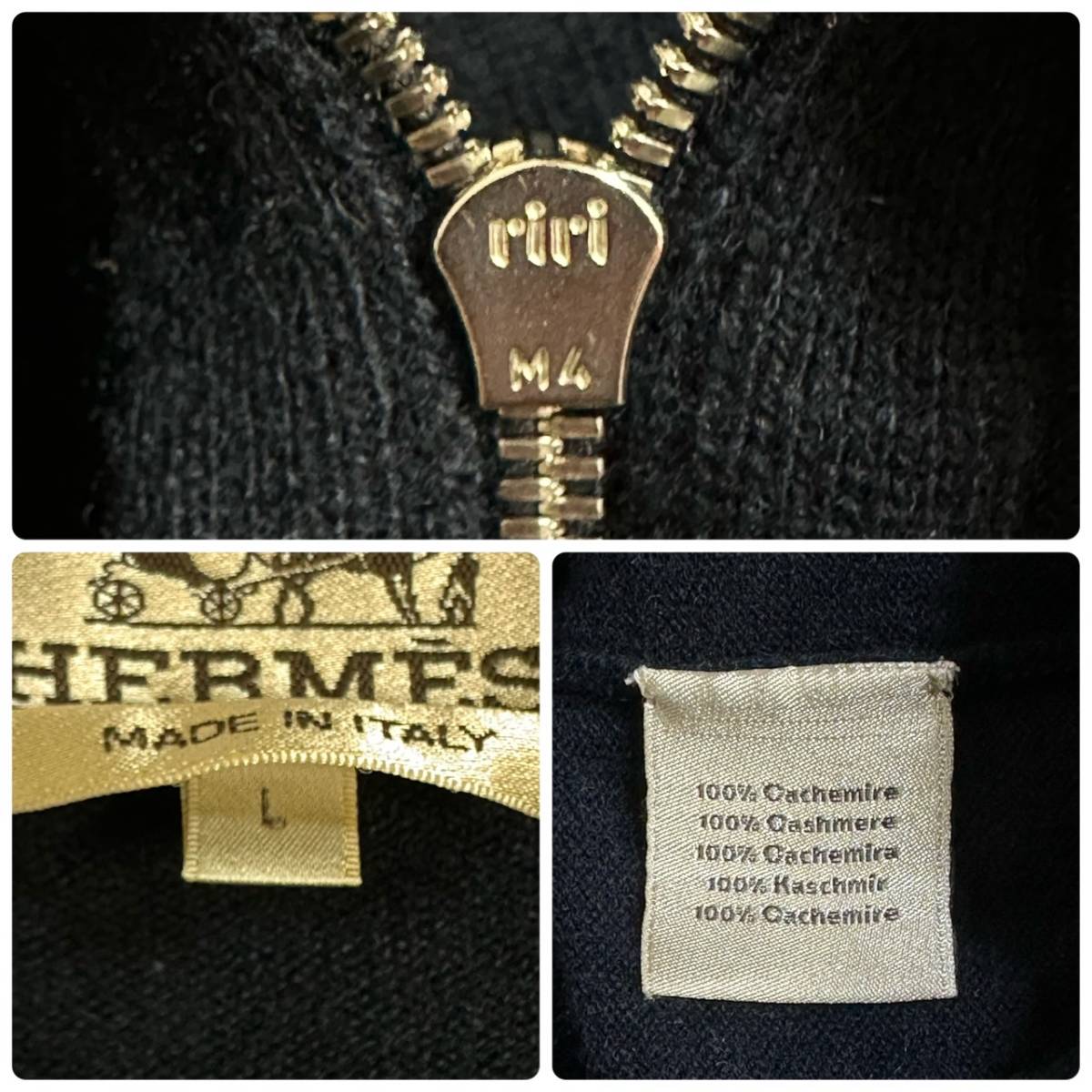 ☆カシミヤ100%☆HERMES エルメス ジップアップ パーカー L 星座 フード ニット 馬 ネイビー 紺 cashmere カシミア フルジップ セーター_画像10