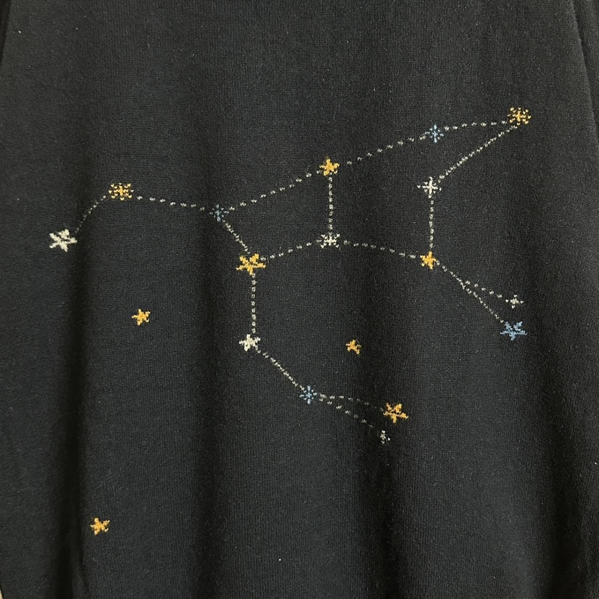 ☆カシミヤ100%☆HERMES エルメス ジップアップ パーカー L 星座 フード ニット 馬 ネイビー 紺 cashmere カシミア フルジップ セーター_画像4