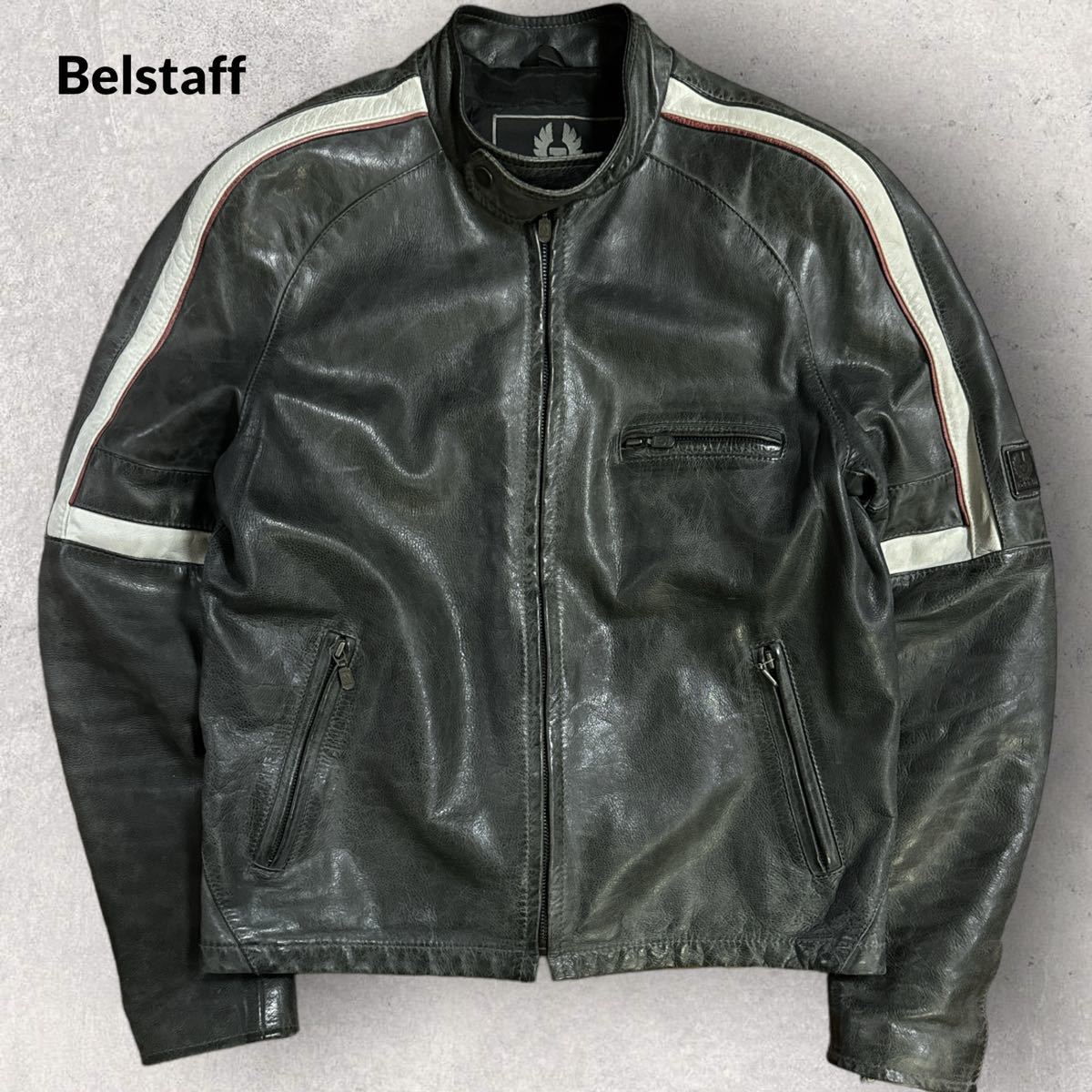 稀少 トムクルーズ着 Belstaff GOLD LABEL 85周年記念 イタリア製 ビンテージ加工 レザー 牛革 ヒーロージャケット 宇宙戦争  2005年