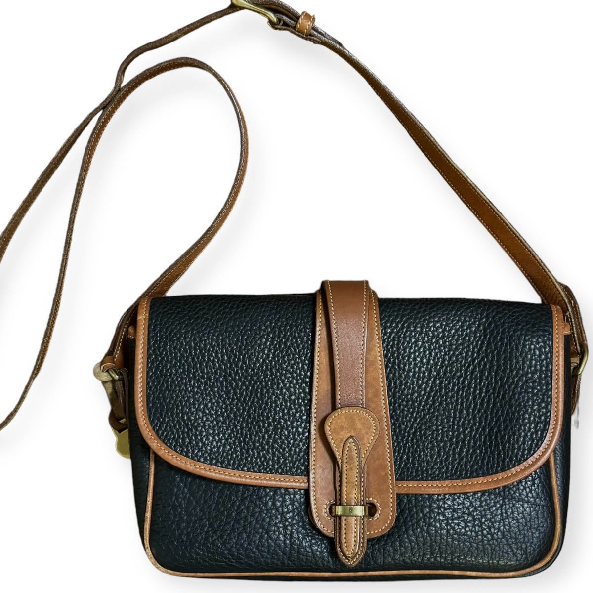 Dooney&Bourke 米国製 ビンテージ オールレザー ショルダーバッグ ツートン ゴールド金具 フラップ MADE IN USA_画像1