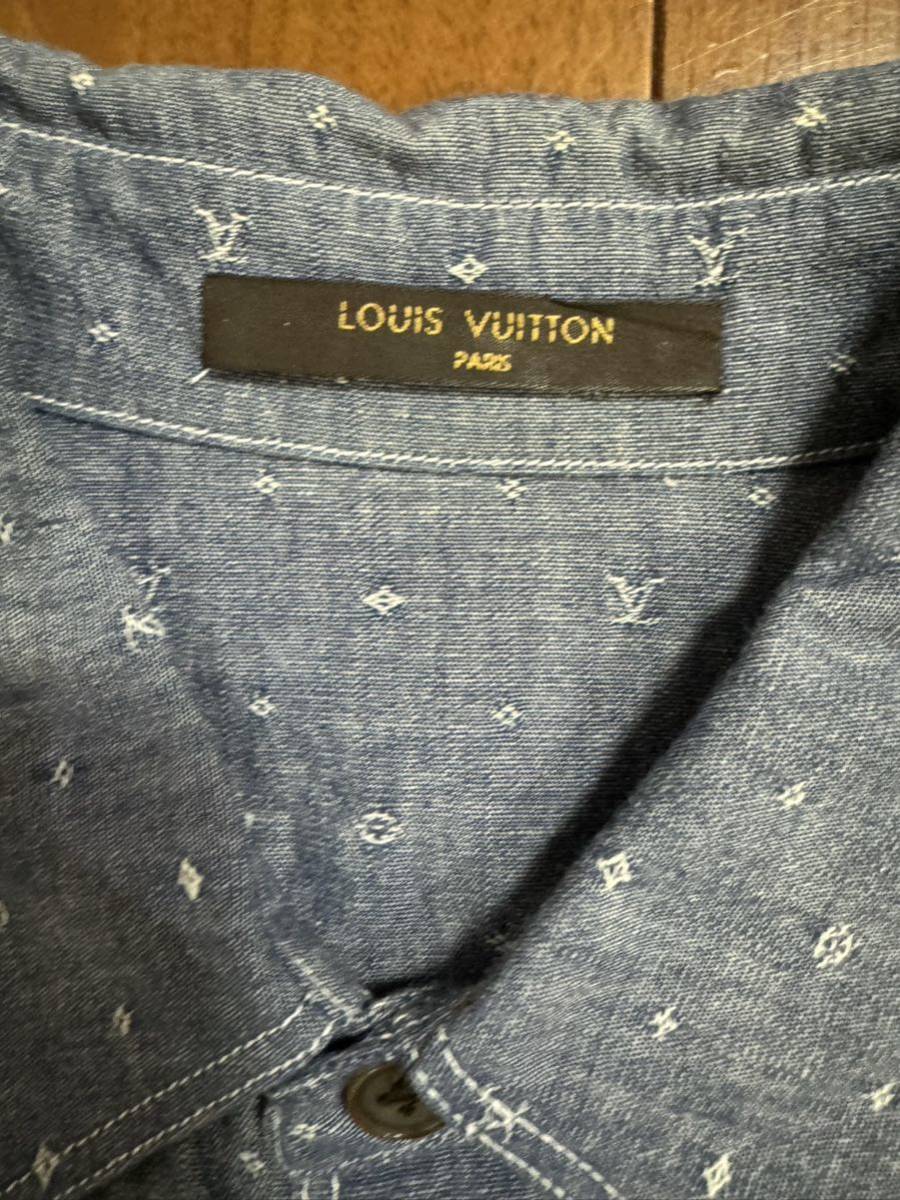 LOUIS VUITTON Vuitton 13ss monogram whole surface weave pattern long sleeve shirt blue car n blur -