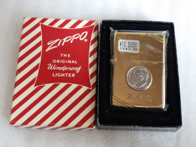 未使用 ZIPPO 1937 REPLICA SOLID BRASS liberty coin ソリッドブラス ダイアゴナルライン USA製 1992年製 デッド ｚ020618_画像1