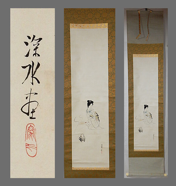 [ genuine work ]#. higashi deep water # summer . map # two multi-tiered food box # beauty picture # autograph # hanging scroll #.. axis # Japanese picture #