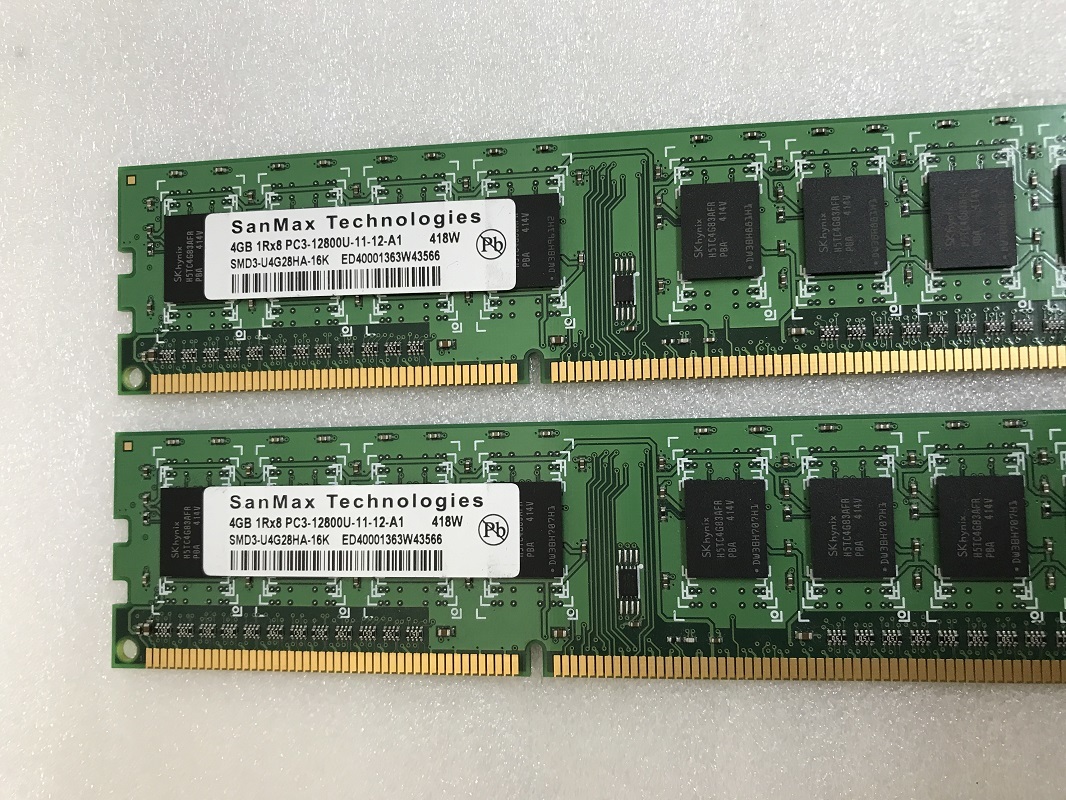 SANMAX 1Rx8 PC3-12800U 4GB 2枚組 1セット 8GB DDR3 デスクトップ用 メモリ DDR3-1600 4GB 2枚で 8GB DDR3 DESKTOP RAM_画像2