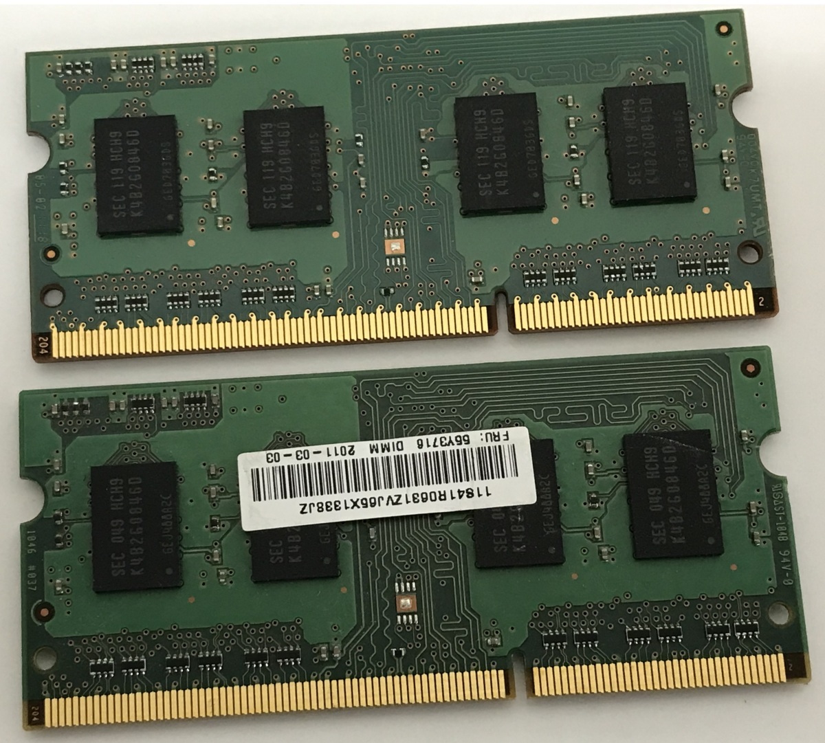 SAMSUNG 1RX8 PC3-10600S 2GB 2枚 1セット 4GB DDR3ノート用 メモリ DDR3-1333 2GB 2枚 4GB 204ピン 4GB DDR3 LAPTOP RAMの画像3