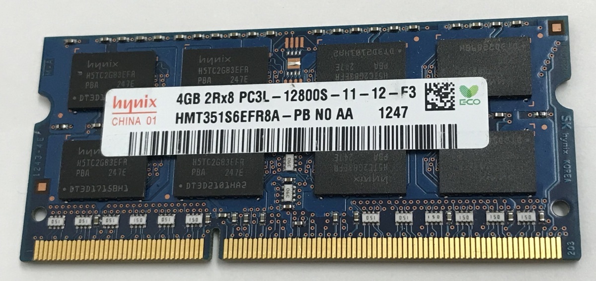 HYNIX 2RX8 PC3L-12800S 4GB DDR3L-1600 4GB DDR3L ノートパソコン用メモリ 4GB DDR3L LAPTOP RAMの画像1