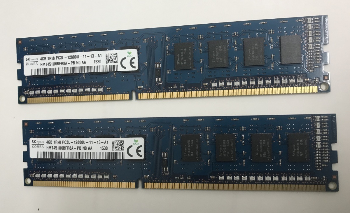 SK HYNIX PC3L-12800U 4GB 2枚で 8GB DDR3L 1600 4GB 2枚 8GB DDR3L デスクトップ用 メモリ 240ピン ECC無し DDR3L DESKTOP RAM_画像1