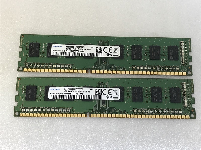 SAMSUNG 1Rx8 PC3L-12800U 4GB 2枚組 1セット 8GB DDR3L デスクトップ用 メモリ 240ピン DDR3L-1600 4GB 2枚で 8GB DDR3L DESKTOP RAM_画像1
