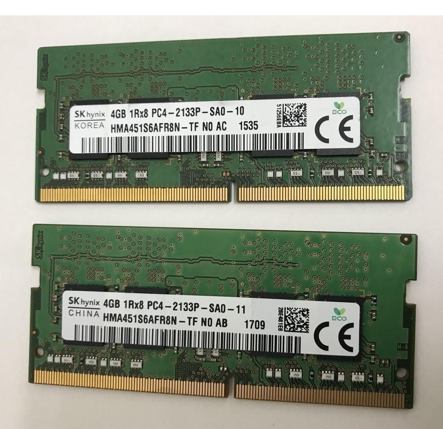 SK HYNIX PC4-2133P 8GB 4GB 2枚で8GB DDR4 ノートパソコン用メモリ PC4-17000 4GB 2枚 8GB 260ピンDDR4 LAPTOP RAM 中古品動作品_画像4