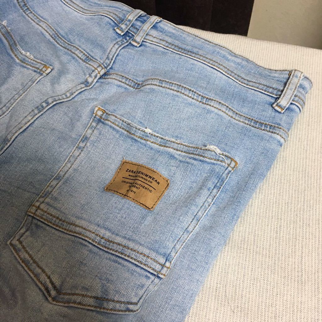 伸縮性抜群 春夏 柔らかめ ZARA MAN ストレッチ スキニー 送料230円 42 32 ダメージ デニム メンズ パンツ ジーンズ_画像8