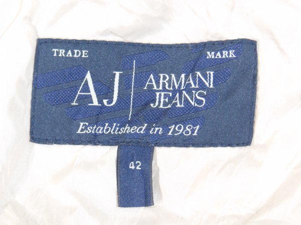 AJ アルマーニジーンズARMANI JEANS■ナイロン ジップジャケット フード付き ダブルジッパー■42■ベージュ ※NK4119289の画像5