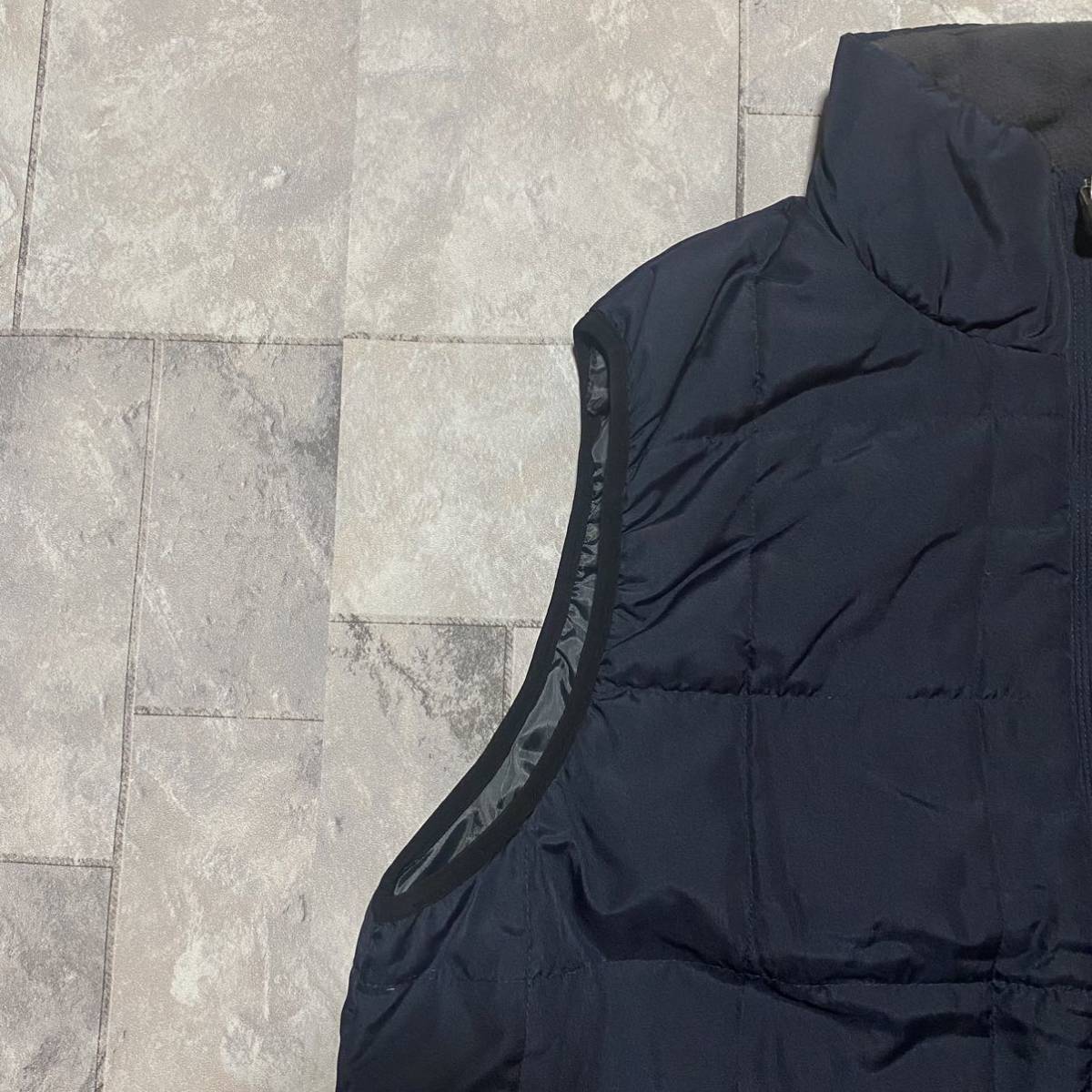 FIRST DOWN nylon vest ナイロンベスト 中綿 薄手 ジップアップ ファーストダウン ネイビー サイズL 玉FS1251_画像2