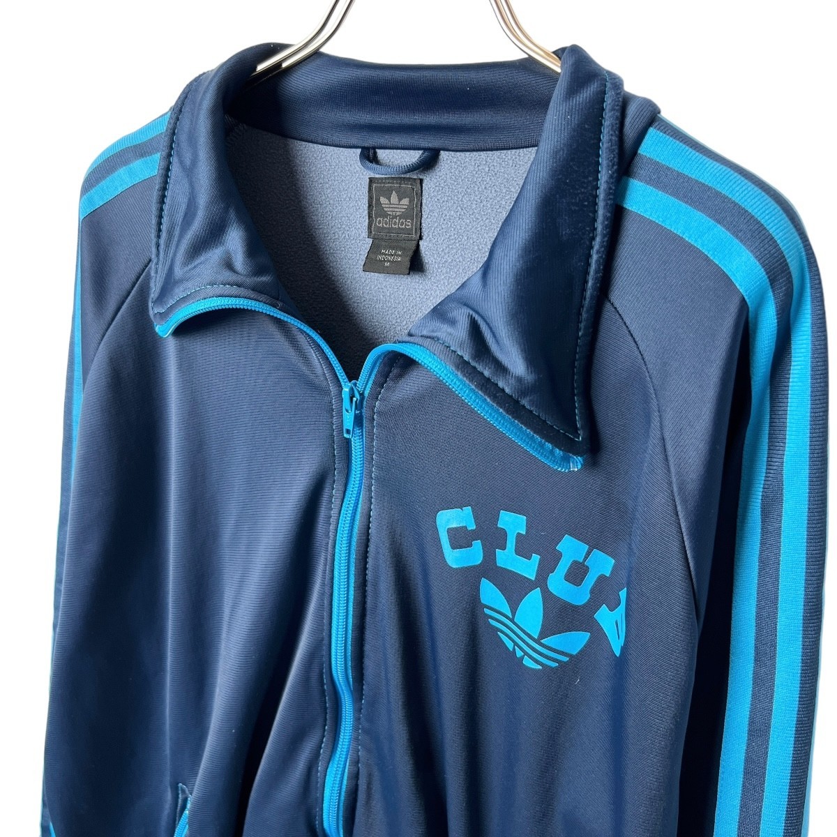 希少 CLUB adidas クラブ アディダス 曲がりポケット 70s 80s ヴィンテージ 復刻 トラックジャケット ジャージ メンズ M サイズ / ネイビー_画像2