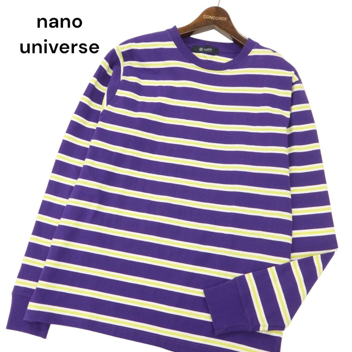 [ новый товар не использовался ] nano universe Nano Universe длинный рукав вырез лодочкой мульти- окантовка * cut and sewn long футболка Sz.L мужской C4T00753_1#F